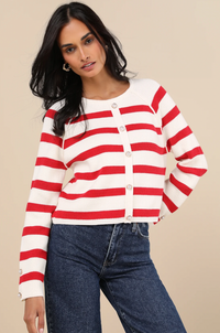 Lulus - Red and White Stripe Sweater