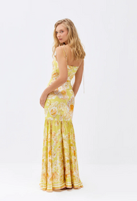 YVON JACINTE Yellow Floral Maxi Dress