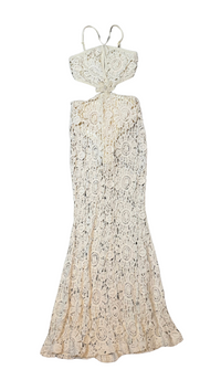 Embroidered Crochet Halterneck Maxi Dress