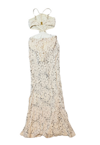 Embroidered Crochet Halterneck Maxi Dress
