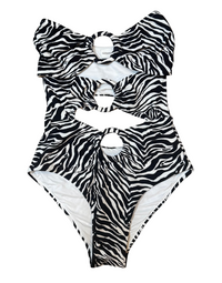 Anya Zebra-Print Cutout Swimsuit