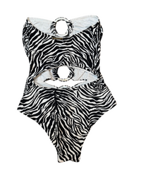Anya Zebra-Print Cutout Swimsuit