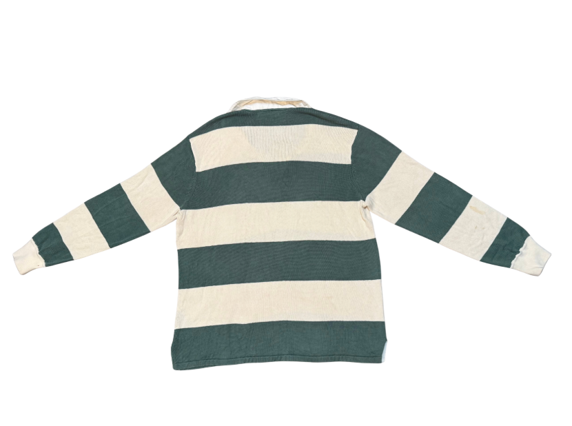 Beige & Green Striped Polo