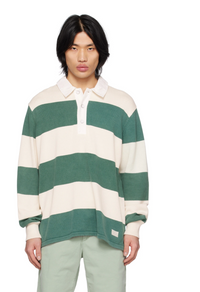 Beige & Green Striped Polo
