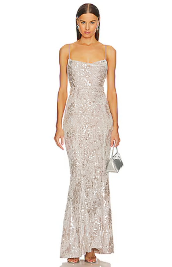 Oh Polly - Silver Sequin Maxi Dress - XS (New With Tags)