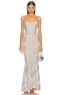 Oh Polly - Silver Sequin Maxi Dress - XS (New With Tags)