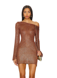 ASTA RESORT Maya Sleeve Mini Dress - Chocolate Sequin (Like New)