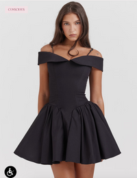 House of CB - Black Off Shoulder Mini Dress - M (Like-New)