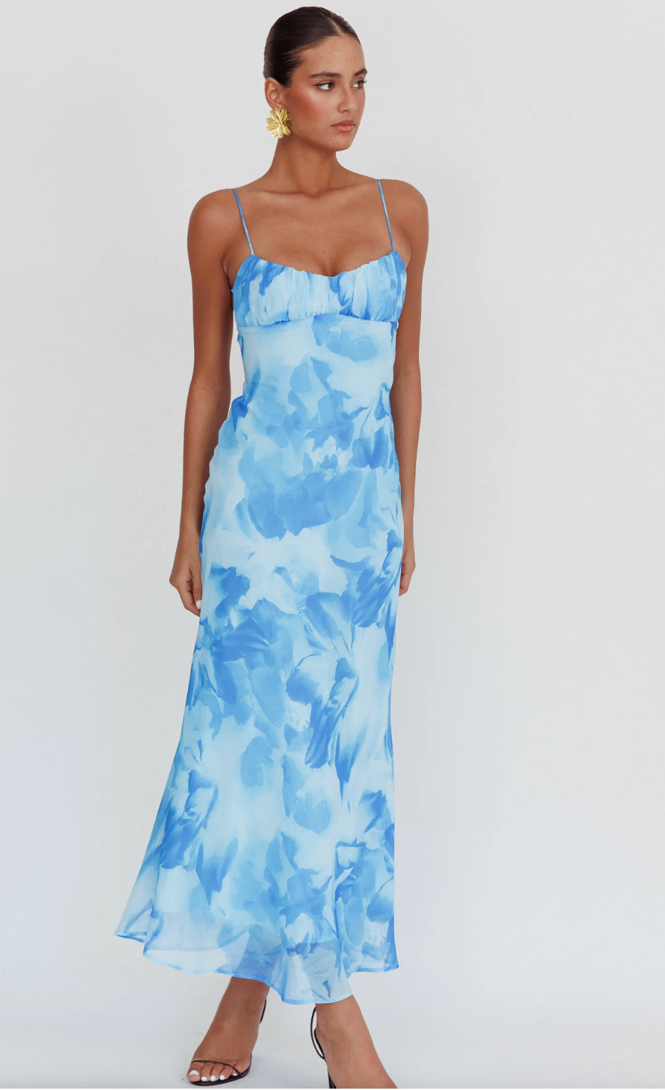 Selfie Leslie - Nerida Low Back Twist Maxi Dress Blue (Like-New)