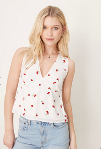 Abercrombie & Fitch - Satin Sleeveless Cherry Top - M (Like New)