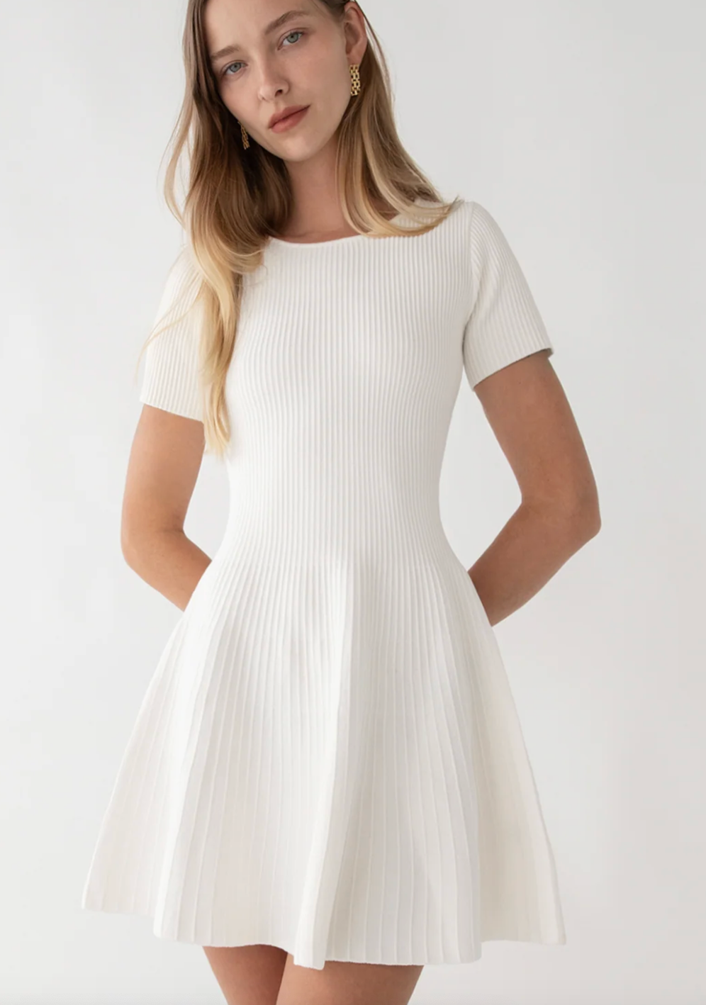 Oak & Fort - Ribbed Short Sleeve Mini Dress - XS (New with Tags)