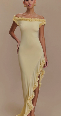 Meshki - Arielle Off Shoulder Ruffle Midi Dress - XS (Like-New)