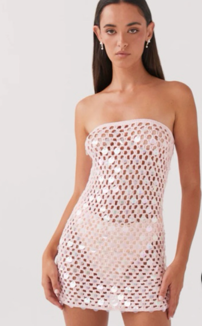 Peppermayo - Montana Sequin Crochet Mini Dress - L/XL (Like-New)