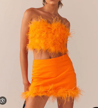 Peppermayo - Orange Feather Mini Skirt - US4 (Like-New)
