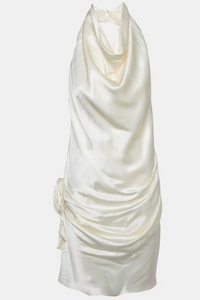 Arcina Ori - Cream Satin Halter Neck Dress - S (Like-New)