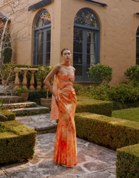 Peppermayo - Melrose Satin Chiffon Maxi Dress - Sunset Floral - XXS (New With Tags)