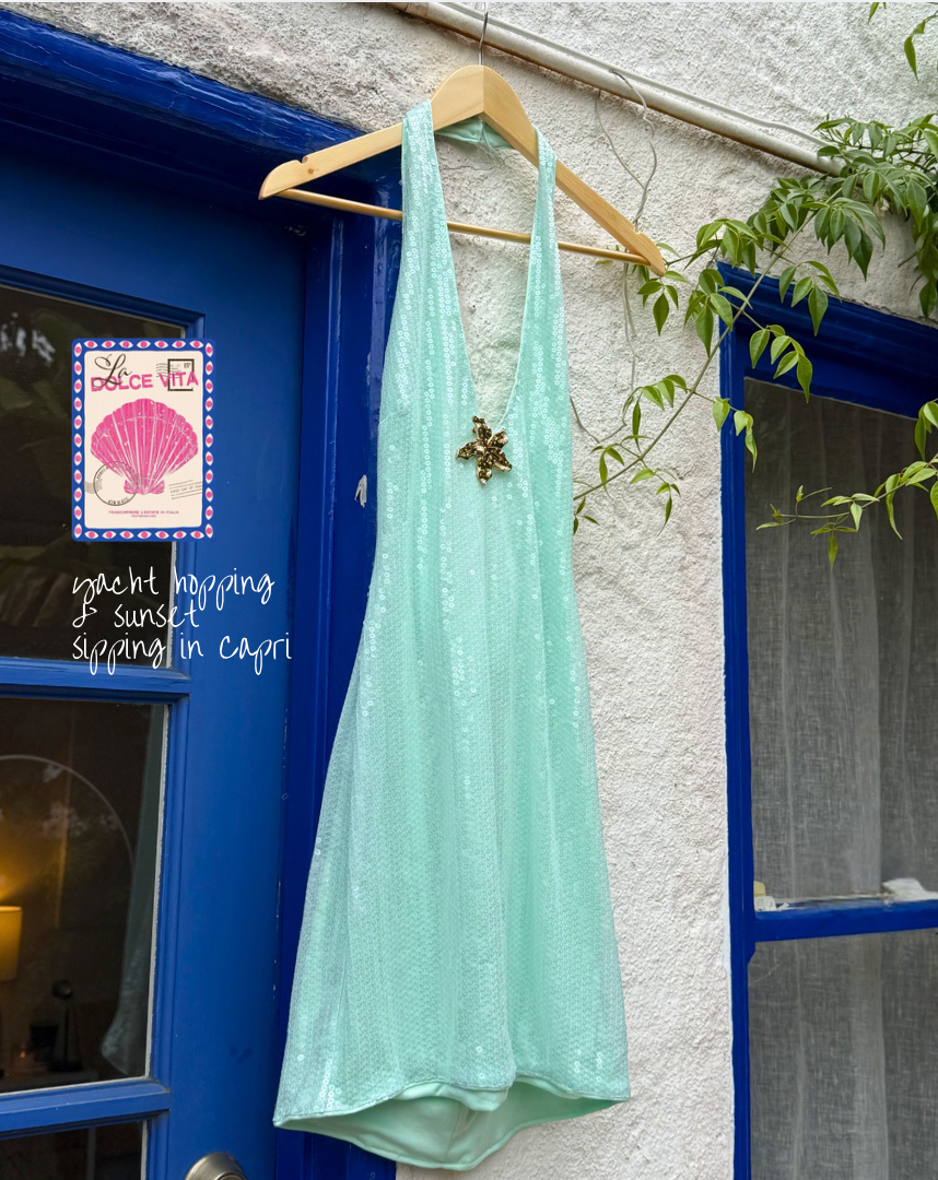 Windsor - Mint Condition Sequin Halter Mini Dress