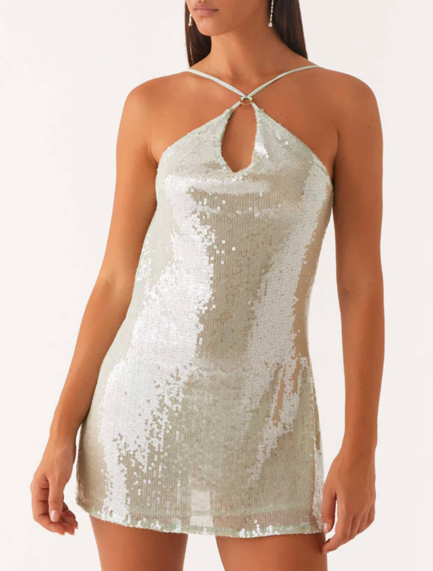 Peppermayo - Radiant Energy Cowl Back Mini Dress - Blue - XS (Gently Used)
