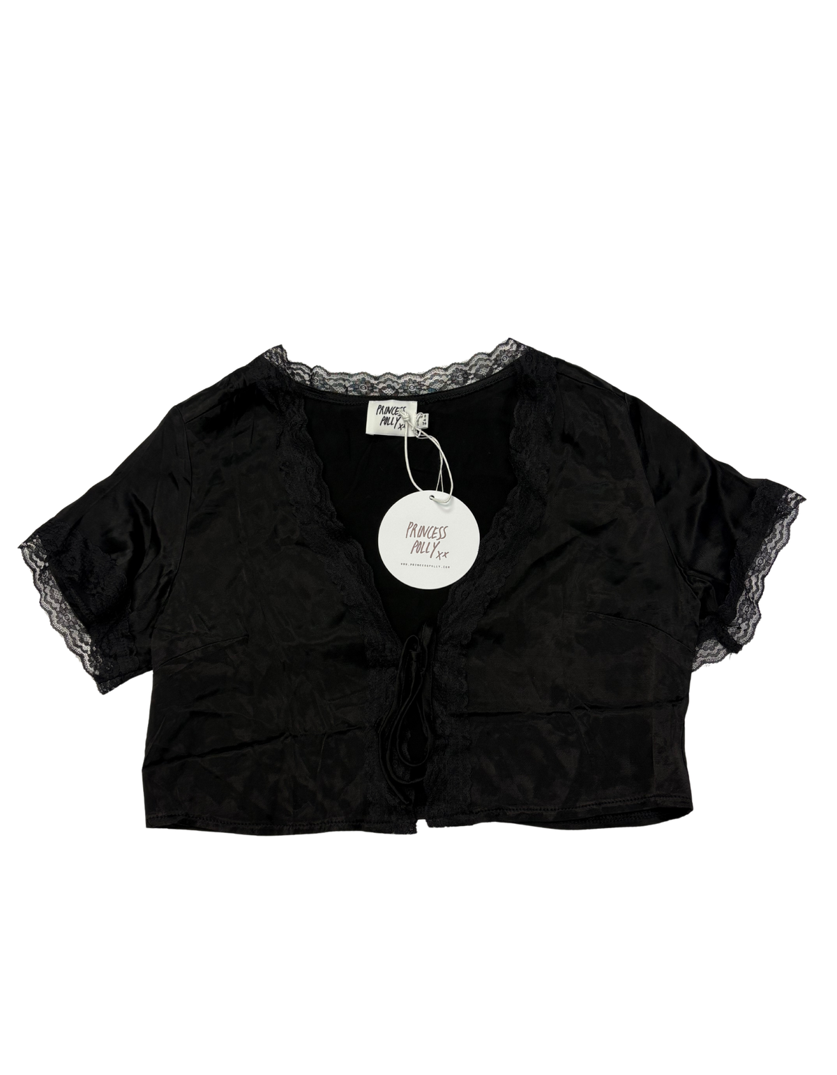 Princess Polly - Vintage Tie Up Top Black - S (New with Tags)