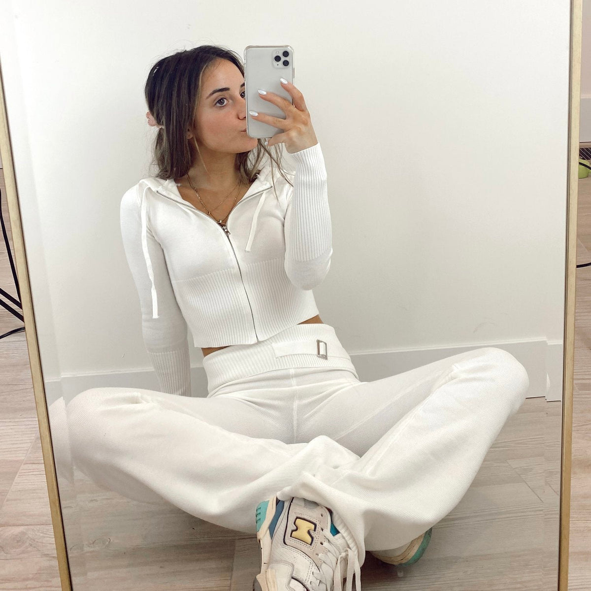 Selina White Knit Pants - FINAL SALE