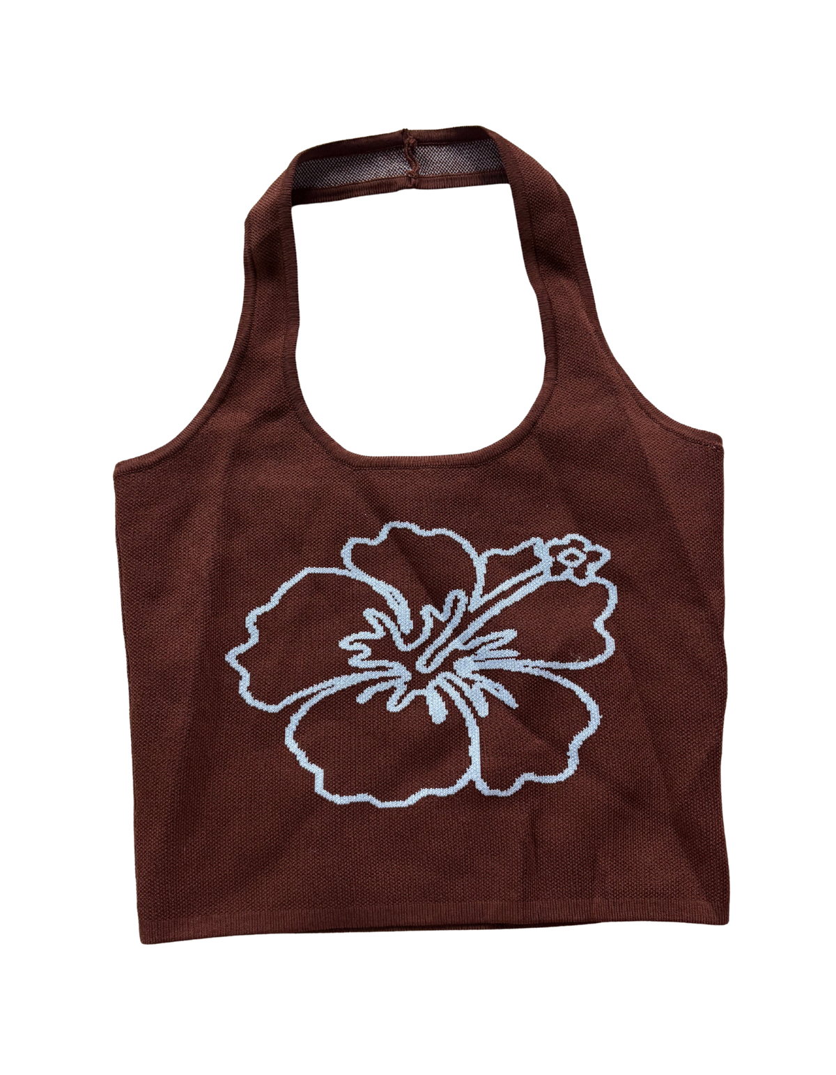 Kulani Kinis - Knit Halter Tank Top in Espresso Bloom - S (Like-New)