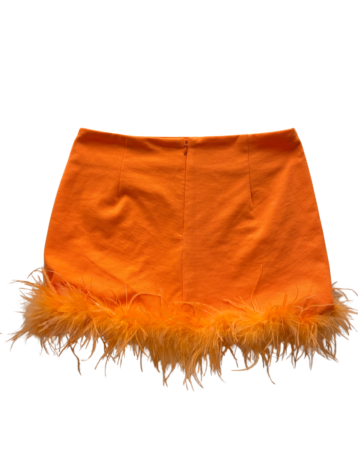 Peppermayo - Orange Feather Mini Skirt - US4 (Like-New)