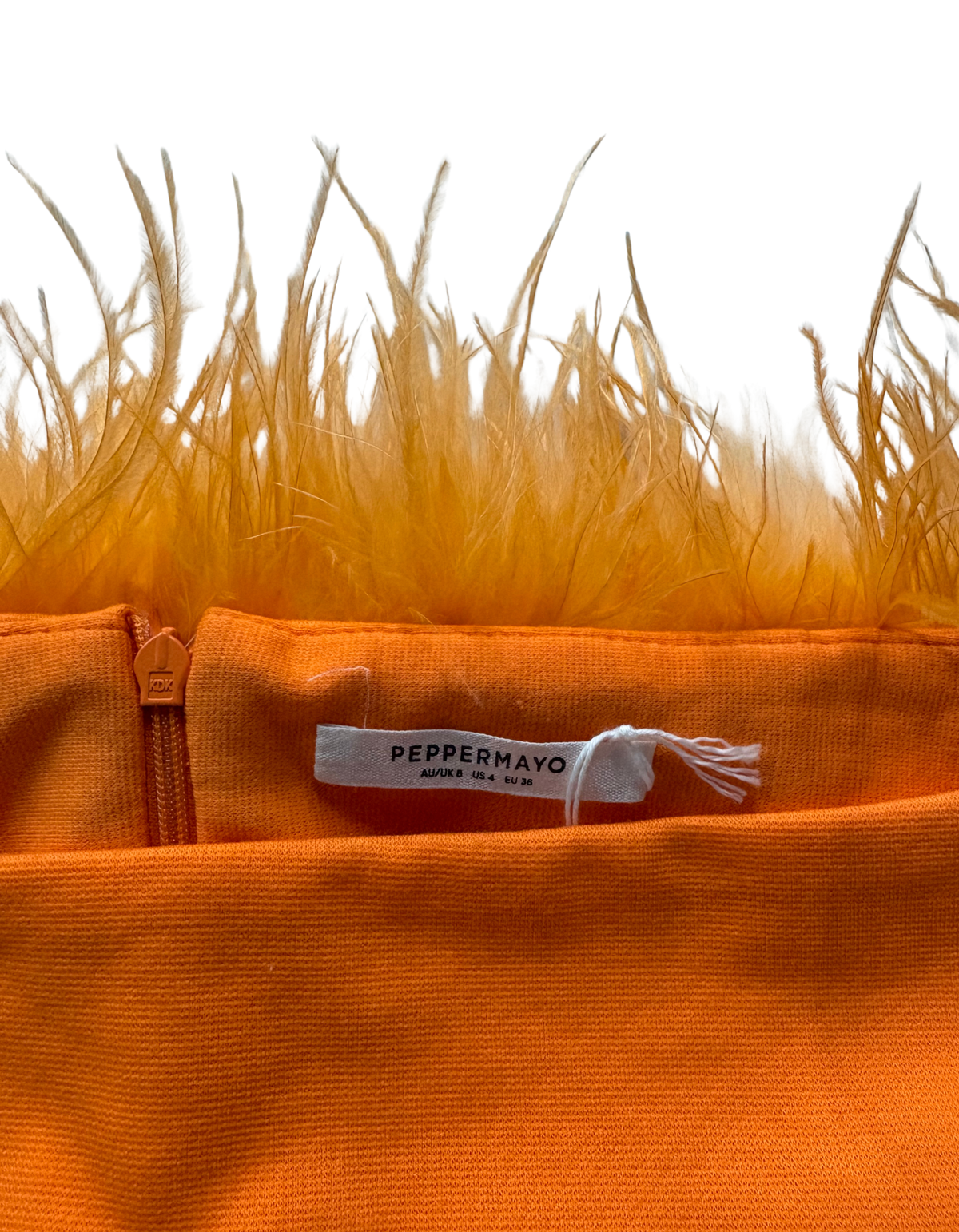 Peppermayo - Orange Feather Mini Skirt - US4 (Like-New)