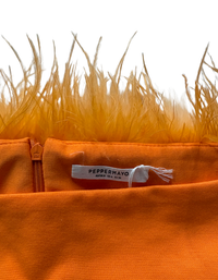 Peppermayo - Orange Feather Mini Skirt - US4 (Like-New)