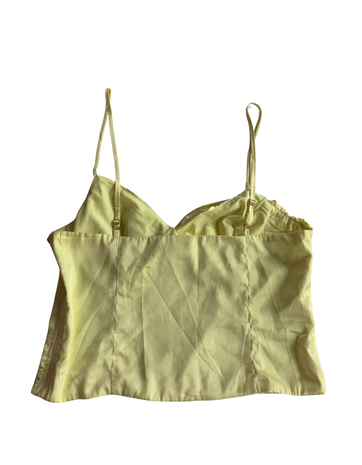 Beginning Boutique - Amrita Yellow Satin Crop Top - US10 (Like-New)