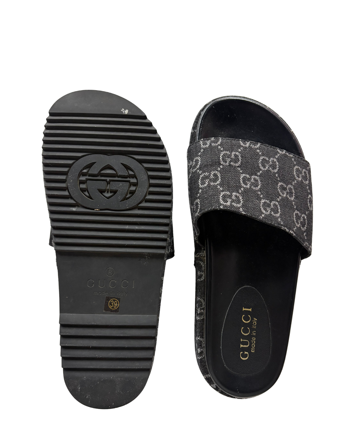 Dupe Gucci - Embroidered High Heel Flip Flops - EU39 (Like-New)