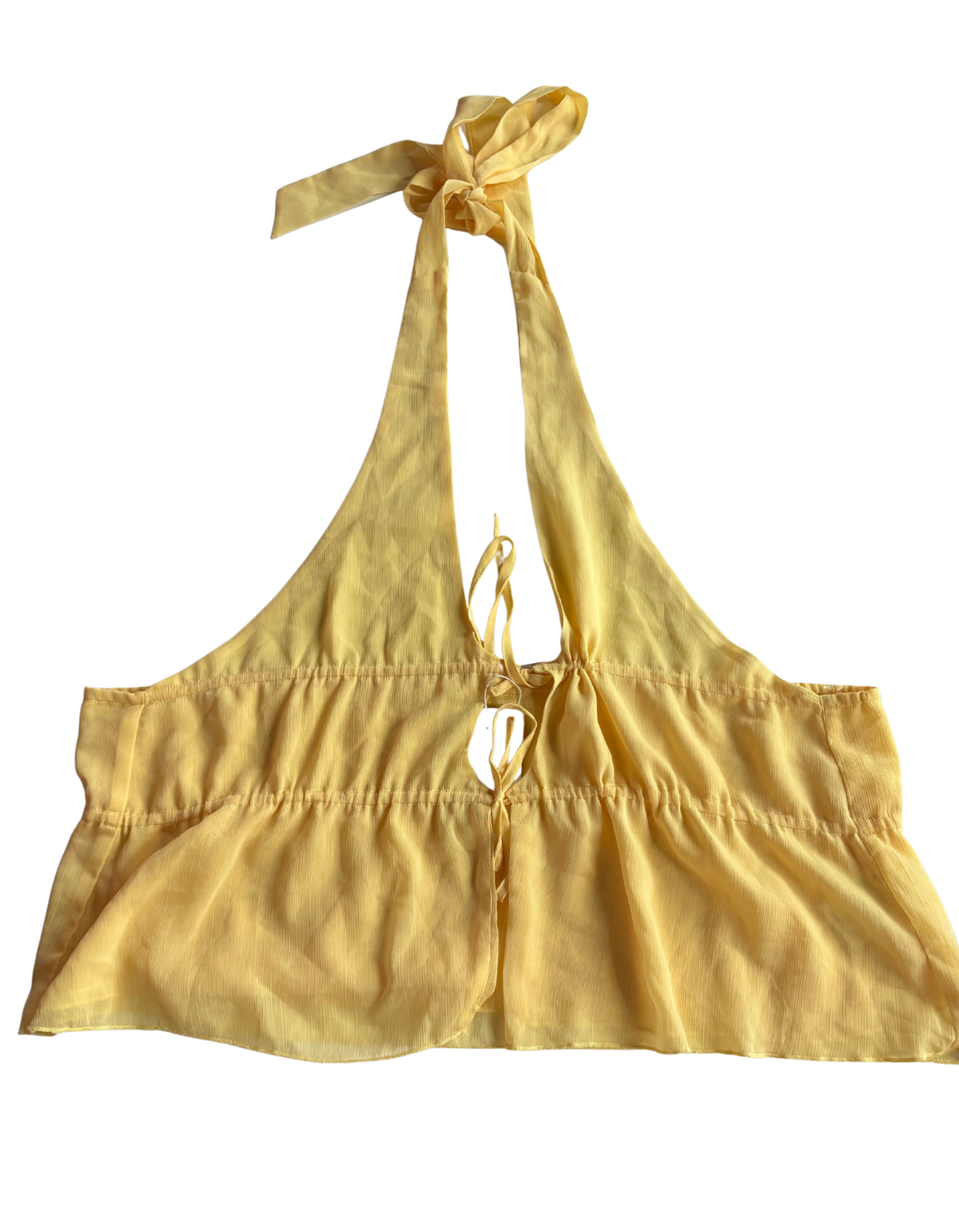 Peppermayo - Dione Halter Top in Pastel Yellow - XL (Like-New)