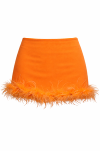 Peppermayo - Orange Feather Mini Skirt - US4 (Like-New)