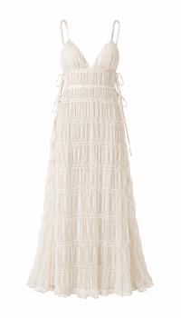 SNDYS - White Ruffle Maxi Dress - S (Gently Used)