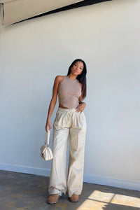 Back in Time Beige Drawstring Parachute Pants - FINAL SALE