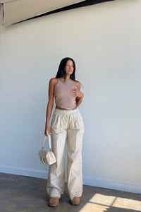 Back in Time Beige Drawstring Parachute Pants - FINAL SALE