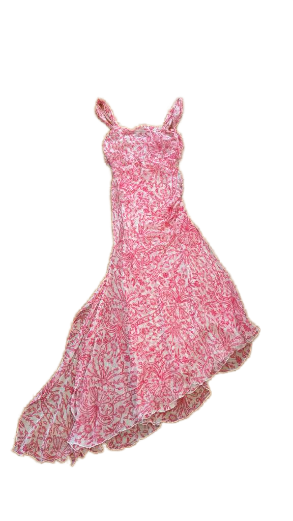 DIANE von FURSTENBERG - Pink Asymetrical Maxi Dress - Size 10 (Like New)