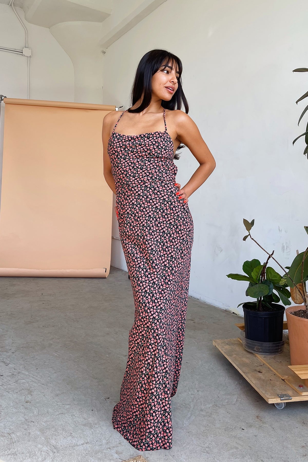 Verona Black and Red Floral Maxi Dress - FINAL SALE