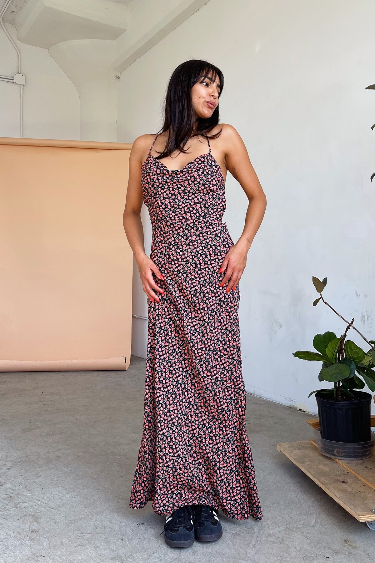 Verona Black and Red Floral Maxi Dress - FINAL SALE