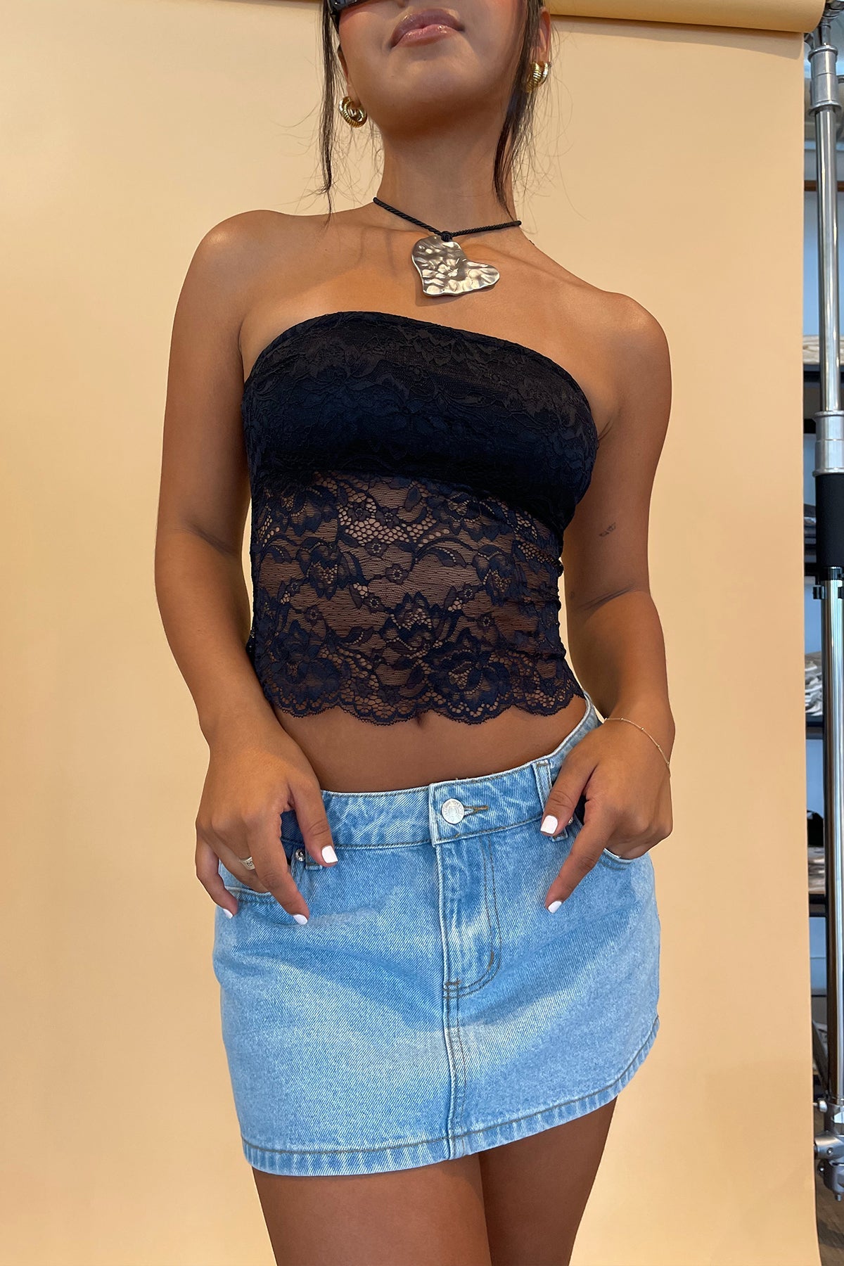 Sweet Disposition Black Lace Crop Tube Top - FINAL SALE