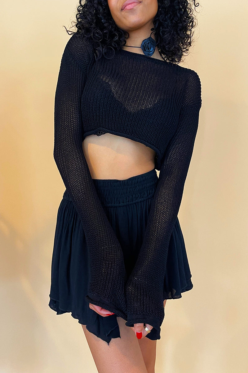 Fall in Love Black Knit Long Sleeve Top - FINAL SALE