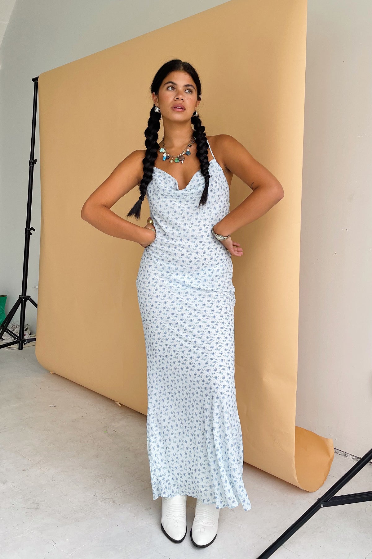 Sunlit Garden Light Blue Floral Maxi Dress - FINAL SALE