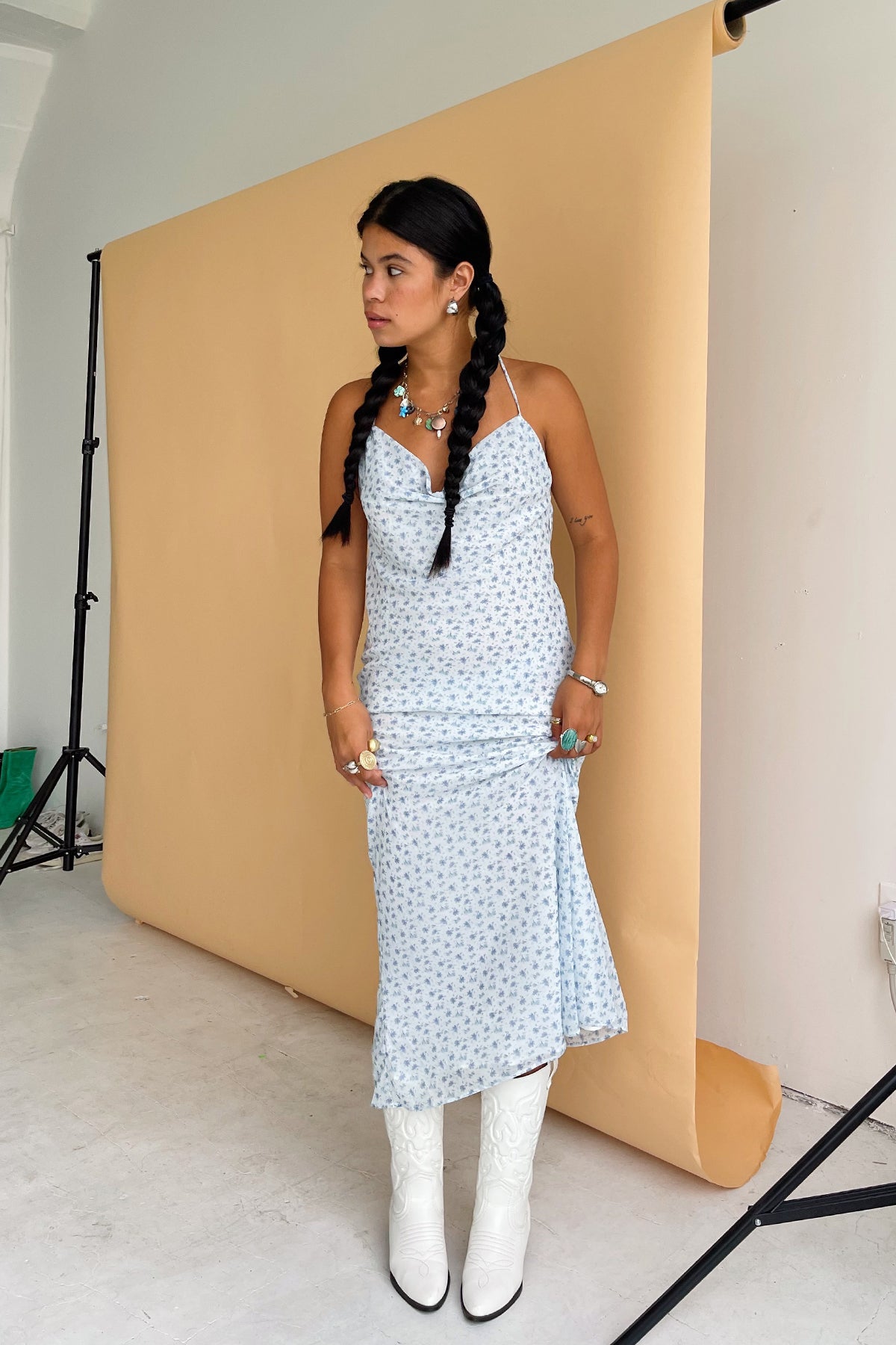 Sunlit Garden Light Blue Floral Maxi Dress - FINAL SALE