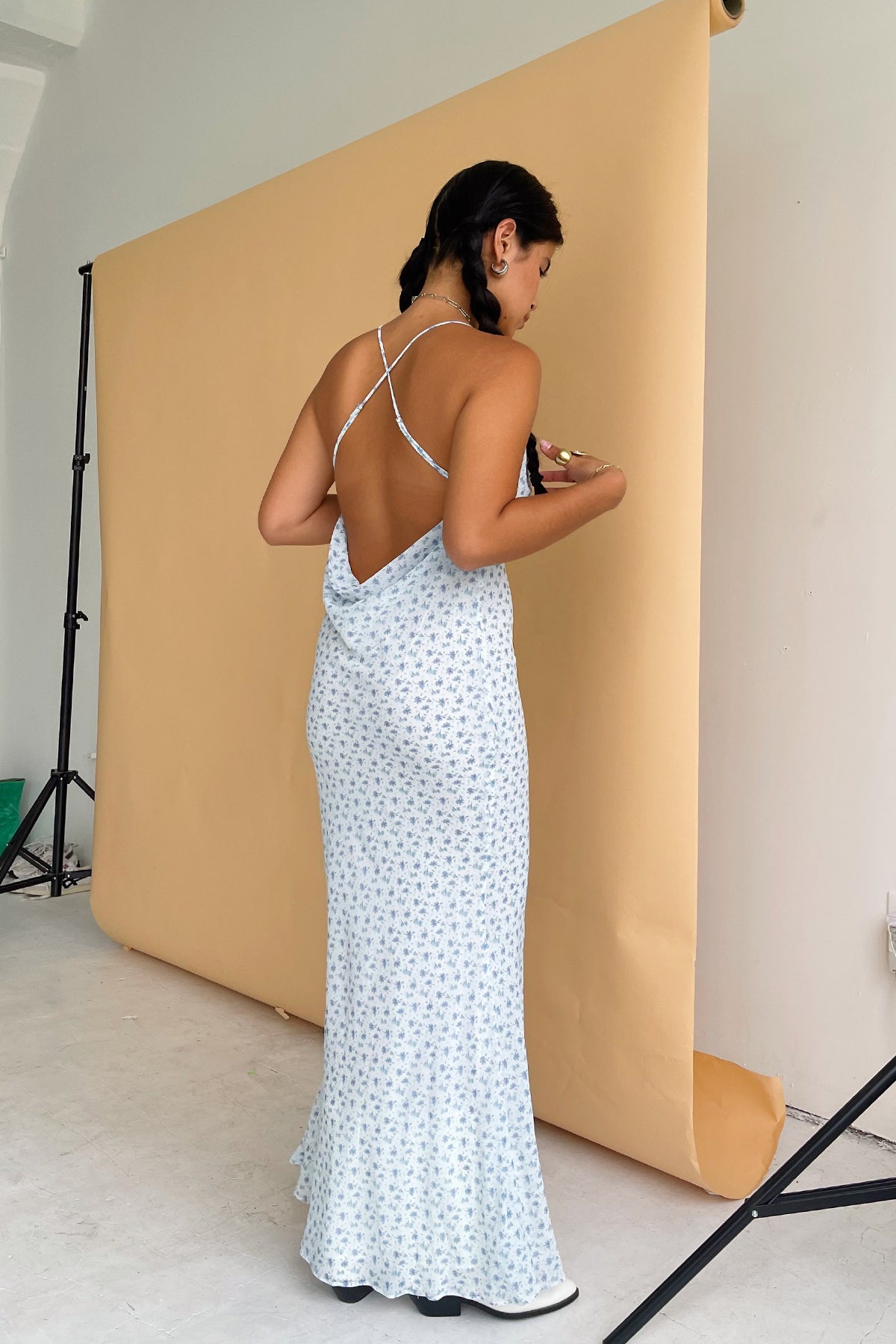 Sunlit Garden Light Blue Floral Maxi Dress - FINAL SALE