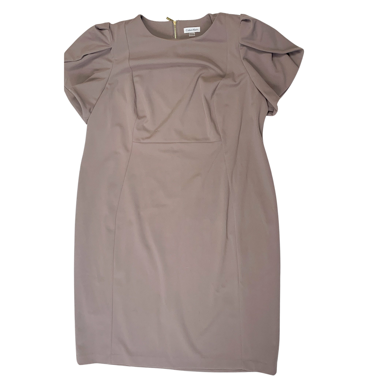 Calvin Klein - Tan Cap Sleeve Ruffle Dress