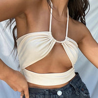 Erin Cream Ribbed Cut Out Top - FINAL SALE