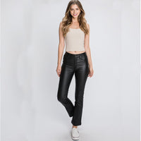 Sydney Stretch Black PU Cropped Pants - FINAL SALE