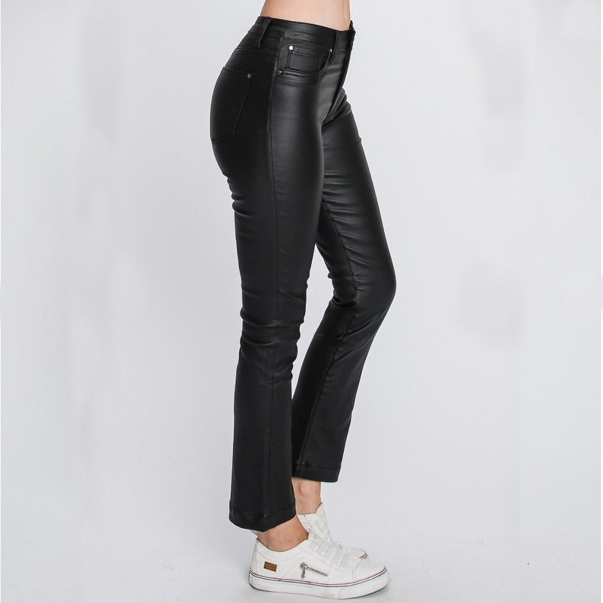 Sydney Stretch Black PU Cropped Pants - FINAL SALE