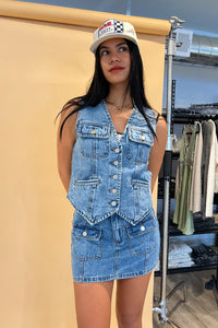 Britt Denim Cargo Vest - FINAL SALE