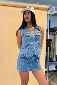 Britt Denim Cargo Vest - FINAL SALE