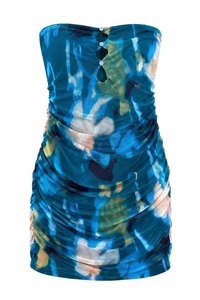 Verdusa Blue Mesh Ruched Mini Dress - M (New With Tags)